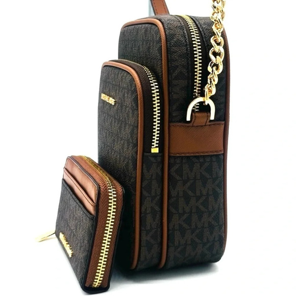 Michael Kors Medium NS Chain Xbody Bag & Jet Set Travel MD ZA Card Case Wallet - Picture 4 of 13